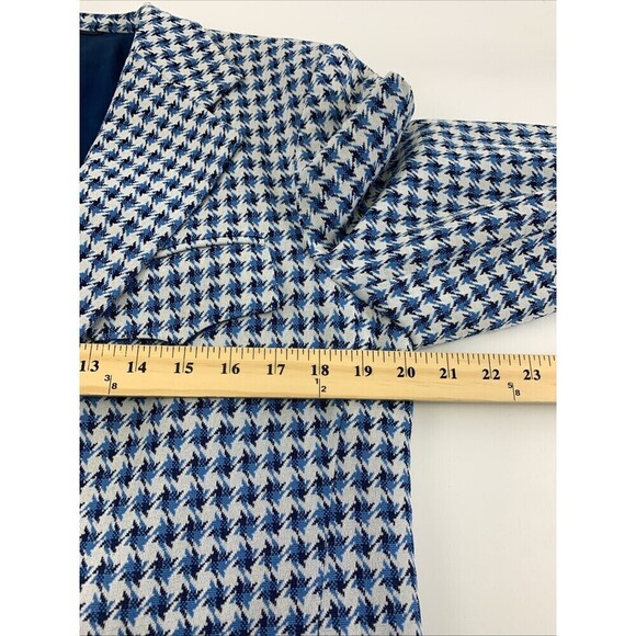 Ratner Clothes Hughes Hatcher Jacket Blue Pattern Houndstooth Blazer Mens M/L 40 - Picture 10 of 12